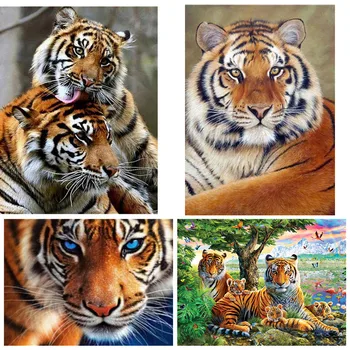 

5D DIY Diamond Embroidery Tiger Diamond Painting Animals Home Gift Decoration Round Diamond Tiger Cross Stud Diamond