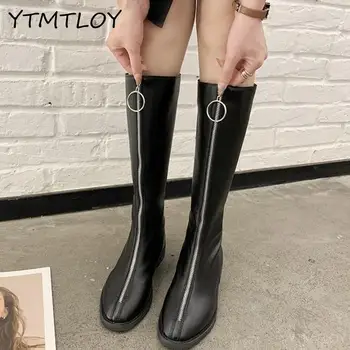 

NEW 2020 Fashion Winter Boots Women Boots High Heel Zipper Casual Female Knight Boots Wild Knee-high Square Toe