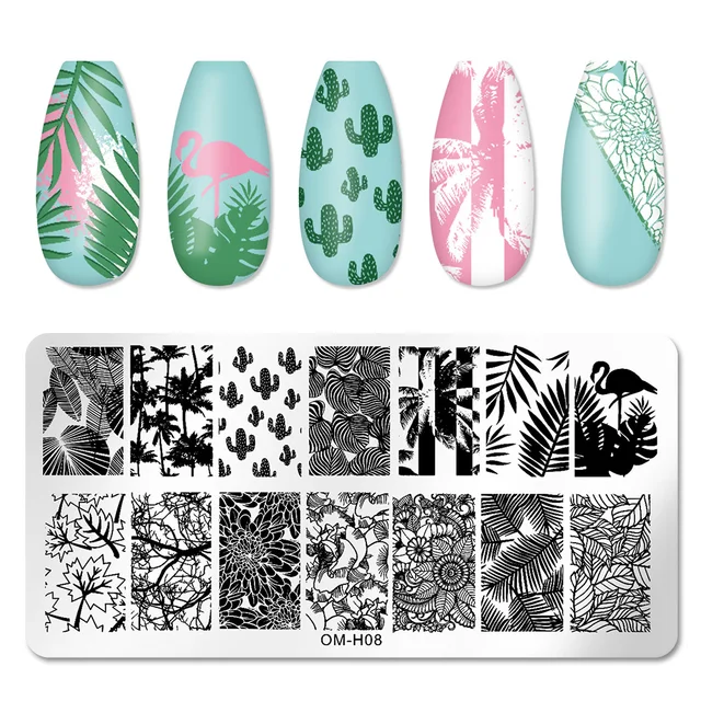 Nail Stickers Art Stamping Template Butterfly Leaves Floral Heart Stamp Plate Stencil Reusable Metal Manicure Nail Accessories M08