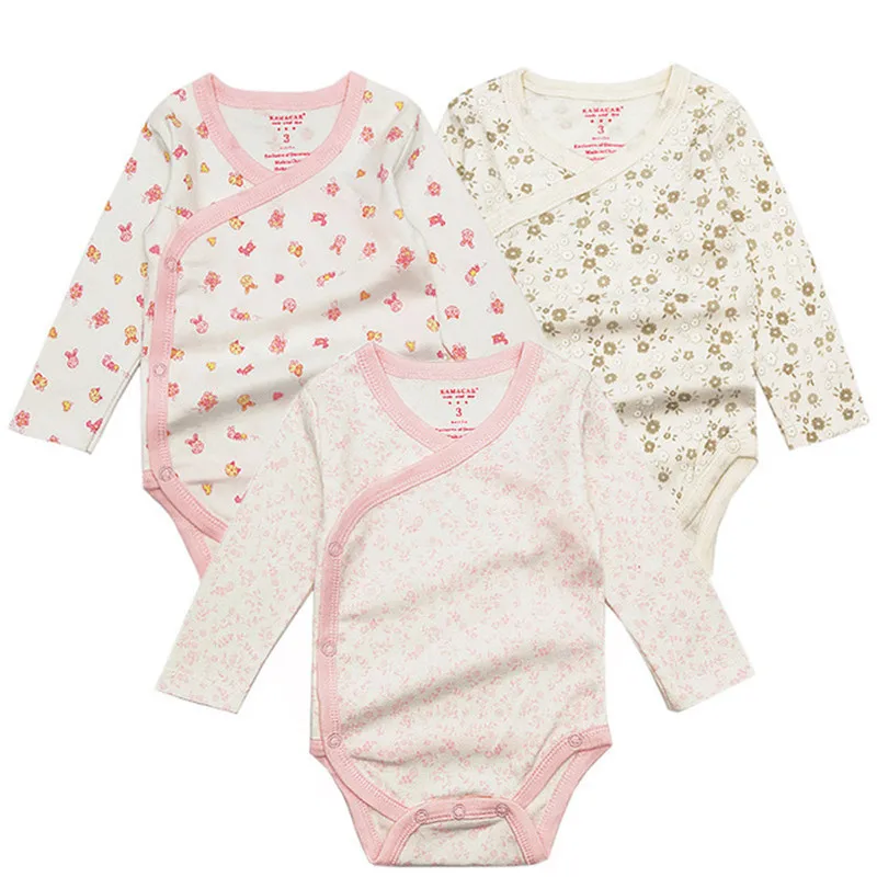 B 3PCS/lot baby bodysuit newborn boys girls baby clothing set infant jumpsuits cotton baby clothes cartoon long sleeves overalls - Цвет: B