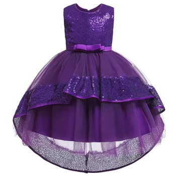 

Amazing Purple Sequins High Low Birthday Dressess 2019 Ball Gown Flower Girl Dresses Vestido Primera Comunion in Stock