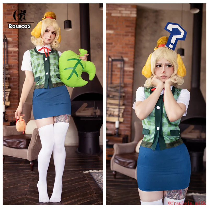 Animal Crossing Isabelle Cosplay Costume Game Animal Crossing New Horizons Costume Women Uniform Outfit Tail Headwear