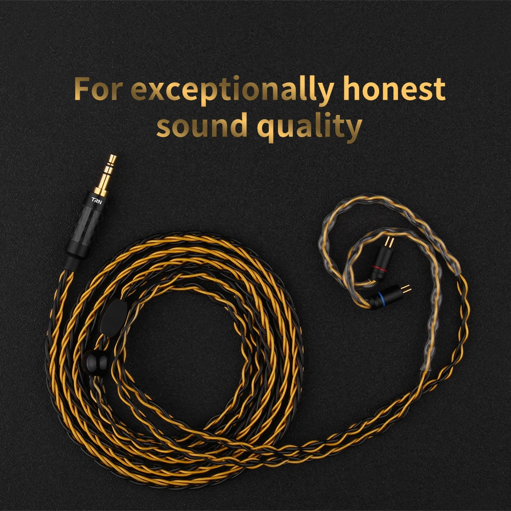 0 75 MMCX TRN T1 8 Cord Gold Silver Mixed Plated Upgrade Cable Stereo Audio Headphone Wire for TRN V90 IM2 V80 V30 V60 X6 AS10