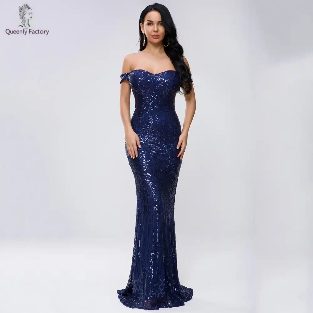 off shoulder sequin maxi dress
