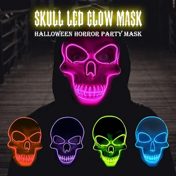 

Cool Halloween Masquerade Mask Decoration LED Light Party Skeleton Mask Glow In Dark Cos Festival DIY Cosplay Costume Supplies