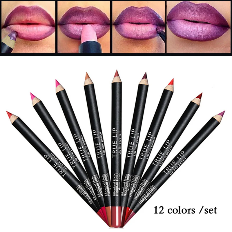 Матовая подводка для губ Набор Карандаш водонепроницаемый 12 шт. фирменный