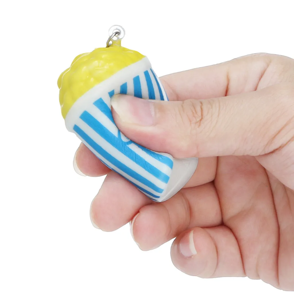 Кавайный мягкий милые Веселые попкорн брелок игрушка в виде мини медленно распрямляющийся мягкий игрушка для снятия стресса для Для детей Рождественский подарок синий