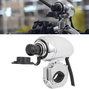 

7/8Inch Motorcycle Handlebar Cigarette Lighter Waterproof Charger Cigarette Lighter GPS for Harley ATV Dirt Bike
