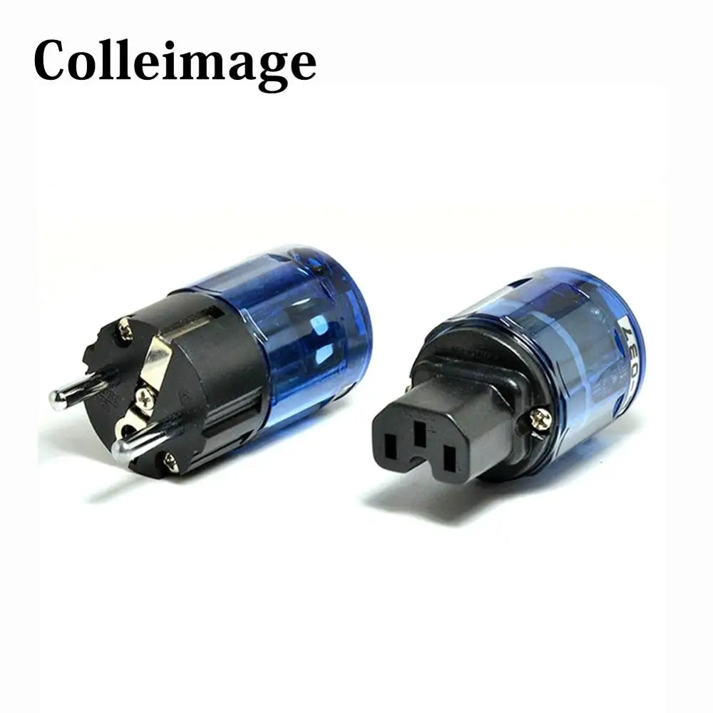 

Colleimage Hifi High audio Rhodium Plated Schuko EU Power plug P-037e IEC connector C-037 adapter for DIY Power Cables