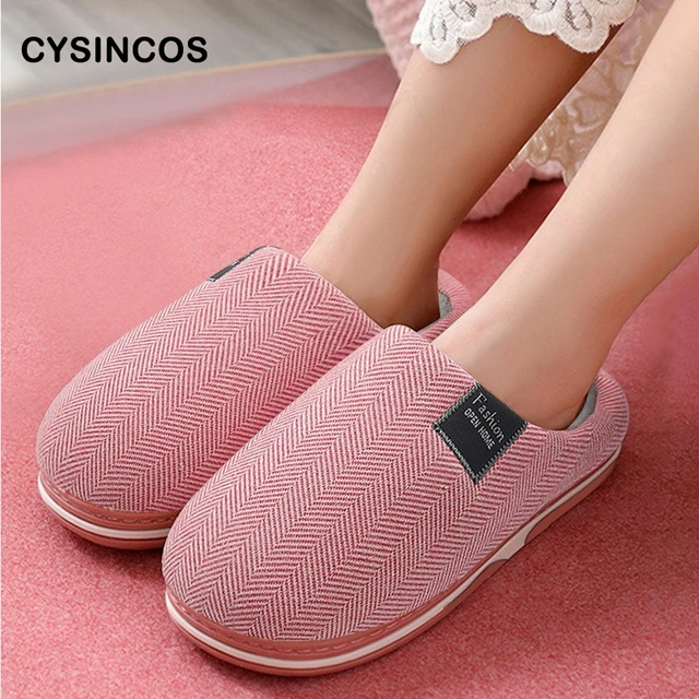 CYSINCOS Men Slippers Winter Simple House Indoor Non-slip Thick Bottom Male Mules Warm Flat Heel Indoor Bedroom Couple Slippers 4