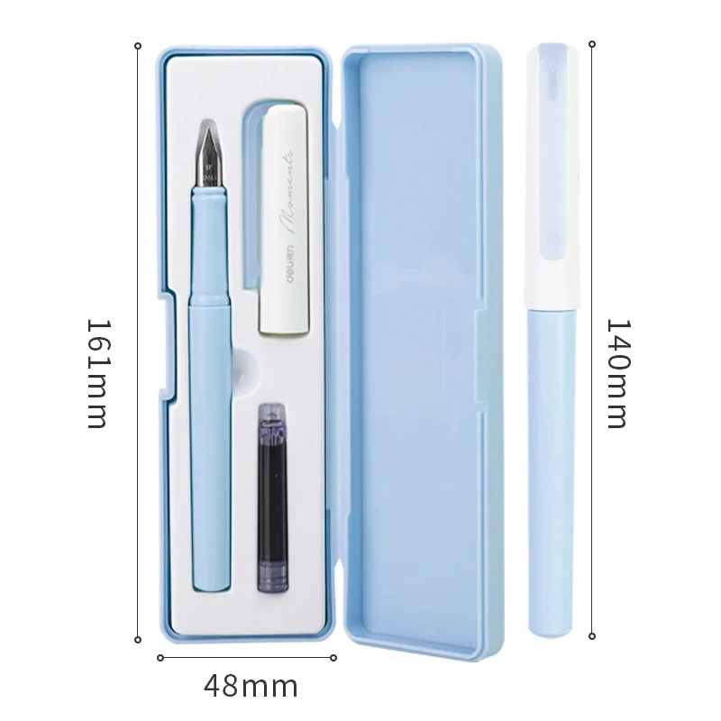 Deli Erasable Fountain Pen Set Kawaii Stationery 0.3mm Ink Sac Blue Black School Business Office Writing Fountain Pen 6