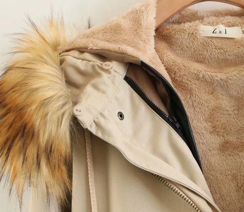 

Large Fur Collar Washing Hooded Loose-Fit Long Sleeve Cotton-padded Clothes 2019 Autumn