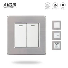 Avoir-Interruptor de luz de 1, 2, 3, 4 entradas, 1 y 2 vías, enchufe europeo, FR, USB, caja de montaje, lámpara de Panel de acero inoxidable