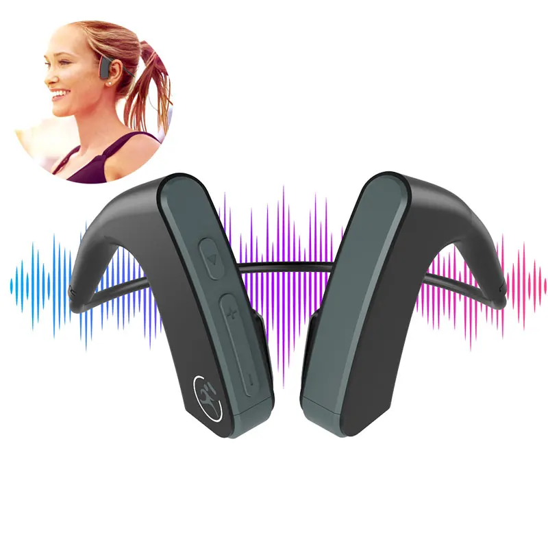 Черный Bluetooth Беспроводная Гарнитура костной проводимости наушники наружная Спортивная гарнитура с микрофоном для Xiaomi для iphone - Цвет: Черный
