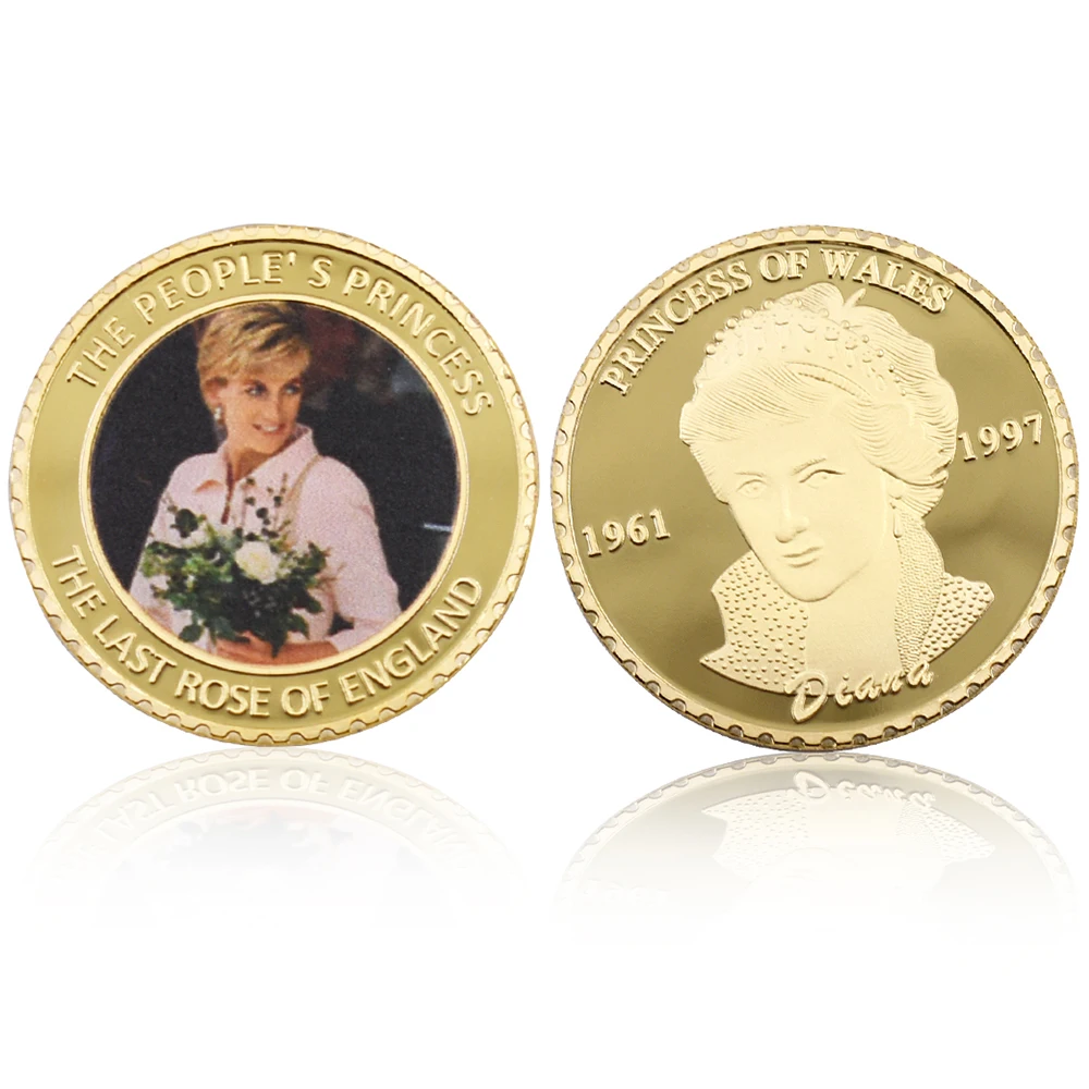 24k Gold Plated Coin Holiday Gifts Princess Diana 20th Anniversary Commemorative Metal for Collection | Дом и сад
