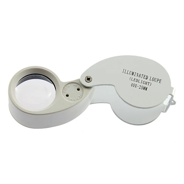 40X-25mm LED Illuminated Jewelers Loupe Magnifier With Light Diamond Eye Magnifying  Glass For Jewelry Antiques Coins Stamps - AliExpress