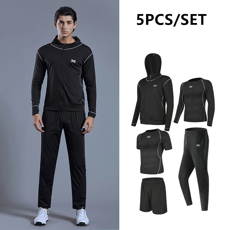 Quick Dry Running Set Men 6PCS/SET Sports Tights Wear Compression Tracksuits Gym Fitness Sportswear Basketball Jogging Underwear - Цвет: 16