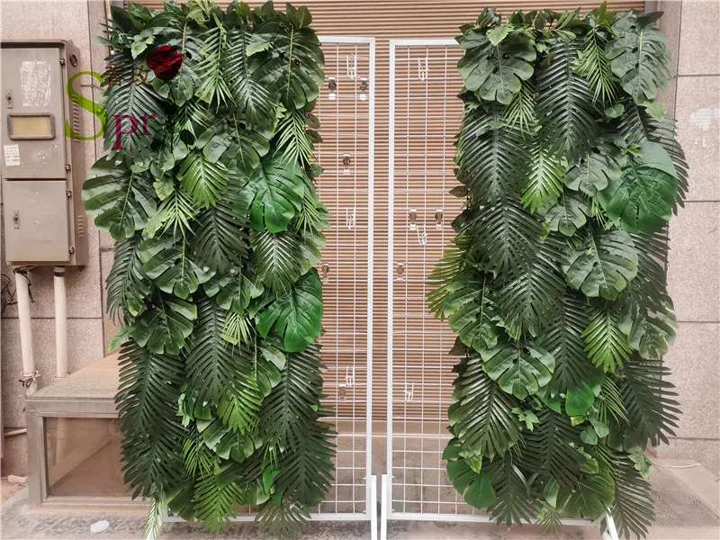 

SPR new fashion artificial green leaf flower wall panel wedding decoration flower wall backdrop artificial flower for wedding