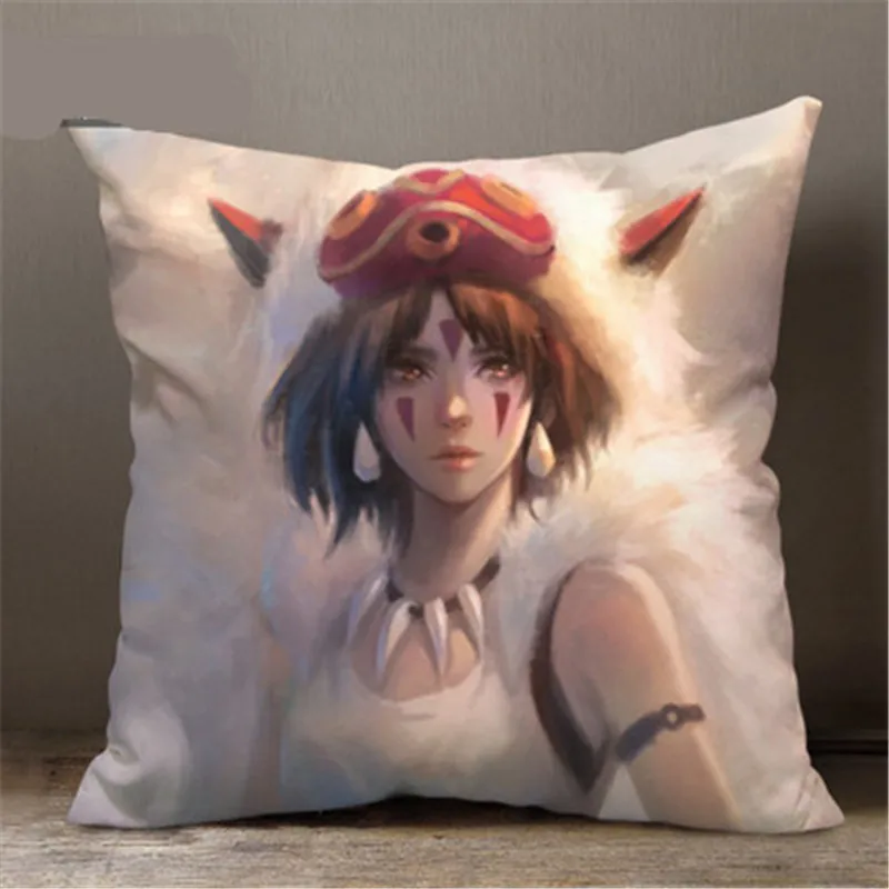 Miyazaki Hayao фигурка Принцесса Мононоке Сан с мультяшным аксессуаром и отделкой ультра короткая плюшевая задняя подушка креативная спальная Подушка X3163