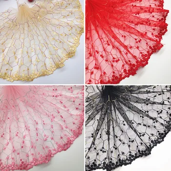 

1 Yard Exquisite Flower Lace Fabric Embroidery Lace Trim for Sewing Craft Materials Dress Clothing Accessories Red Black White