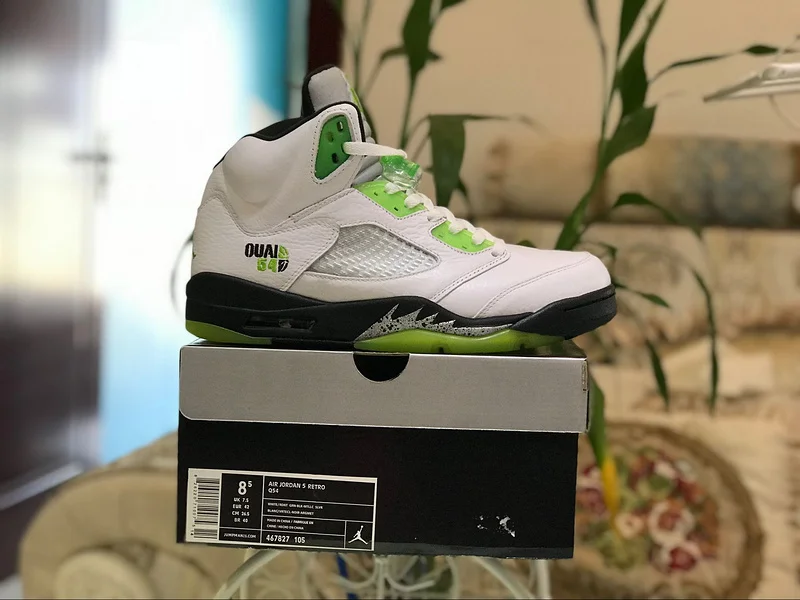 New Original Jordan 5 retro Men's shoes basketball shoes sneakers Quai 54 AJ5 French Street Ball Match White Green 467827-105