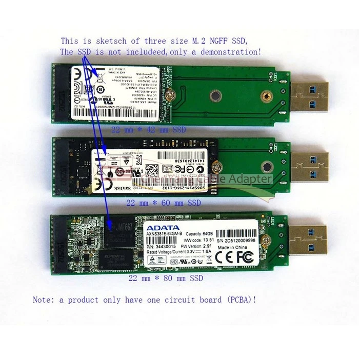 80 мм NGFF M2 SSD к USB 3,0 внешний PCBA конвейер адаптер карты памяти флэш-диски тип с черным корпусом
