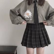 Женская шерстяная плиссированная юбка JK, Осень-зима, милая Студенческая японская свободная клетчатая юбка в консервативном стиле