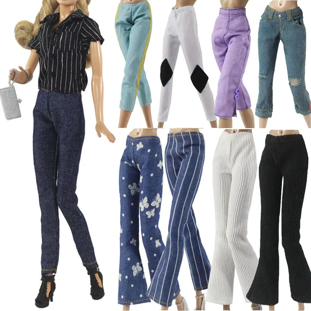 Multi-styles 11.5" Floral Jeans 1/6 BJD Dolls Leather Pants Dolls Trousers Casual Wears Fashion Kids Toys Clothes Accessories