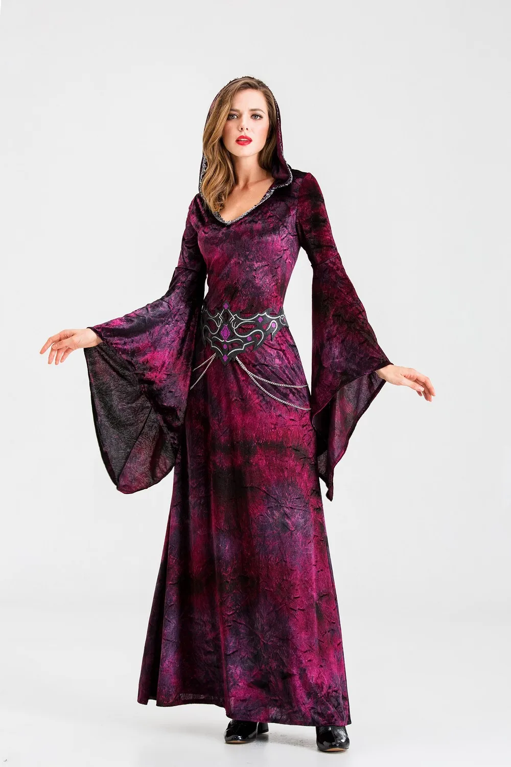 Хэллоуин косплей страшные костюмы вампир ведьма костюм для женщин средневековый Викторианский Маскарад призрак костюм модное платье макси - Цвет: Красный