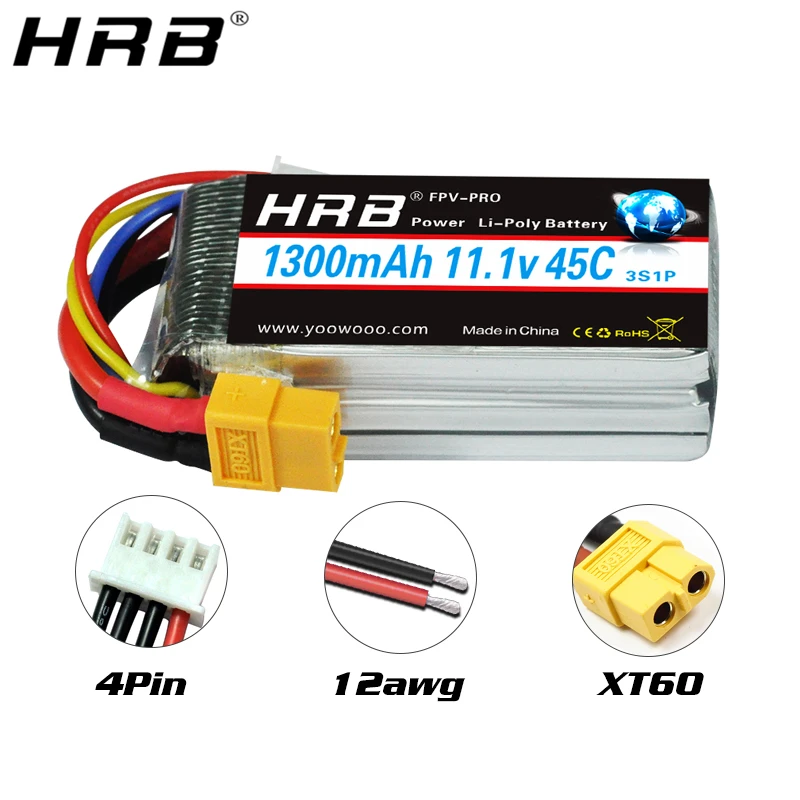 Аккумулятор HRB Lipo 3S 11 1 в 1300 мАч 1500 14 8 2200 30C 100C с разъемом Deans XT60 для