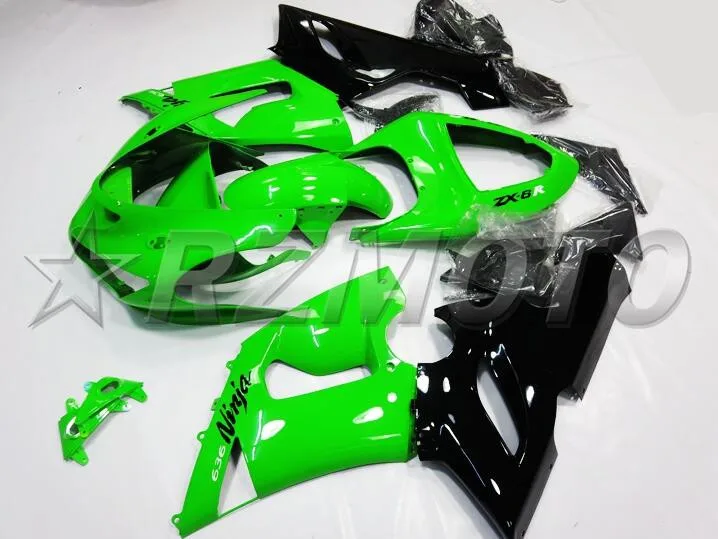 Высококачественный ABS полный обтекатель комплект подходит для kawasaki Ninja ZX6R 636 2005 2006 6R 05 06 ZX-6R комплект обтекателей зеленый черный