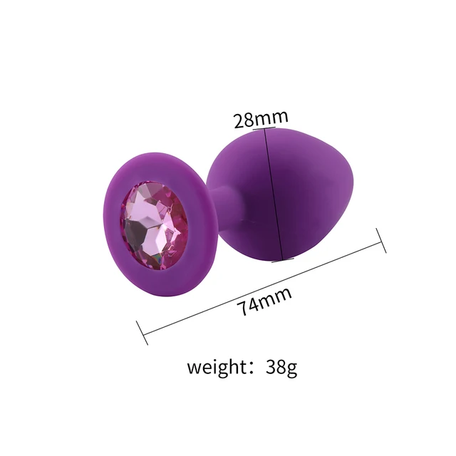 Size Purple silicone anal plug light pink diamond