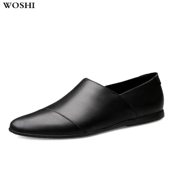 

Fashion Men Flats Shoes Breathable Comfortable Man Casual Shoes Slip on Male Outdoor Driving Moccasin Men genuine Leather Shoes