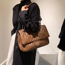

Texture Large Capacity Bag Women's Autumn New Fashion Lingge Chain Bag Fashion Versatile Single Shoulder Messenger Bag