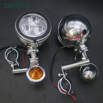 

ZORBYZ Universal Chrome Metal Turn Signal Spot Driving Fog lights Bar For Suzuki Yamaha Triumph Victory