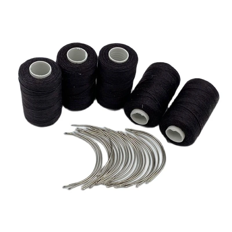 

Thread needle kit 24 pcs C curved needle with gift 5 small rolls DARK BROWN color Cotton Sewing Thread Hand-tied weaving thread