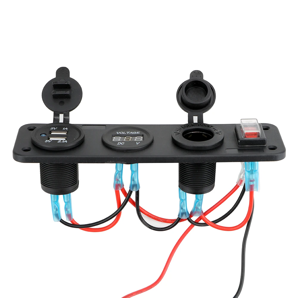 LEEPEE Dual USB зарядное устройство прикуриватель розетка 12 В розетка 4 в 1 цифровой вольтметр с кулисный переключатель