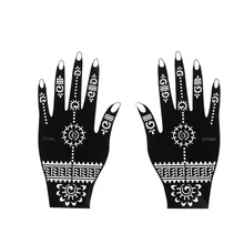 1 пара хна тату Трафаретный временный ручной татуировки боди-арт стикер шаблон индийская картина с красками комплект хны инструмент случайный стиль