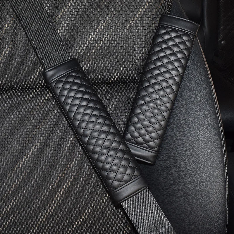 2PCSLeatherCarSeatSafetyBeltCoverUniversalSoftPUCarSeat