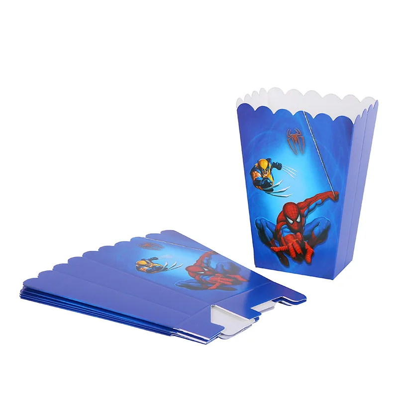 Popcorn box 6pcs На тему Человека-паука на день рождения салфетки тарелки скатерть чашки ножи вилки ложки Человек-паук баллоны Детские вечерние принадлежности - Цвет: Popcorn box 6pcs