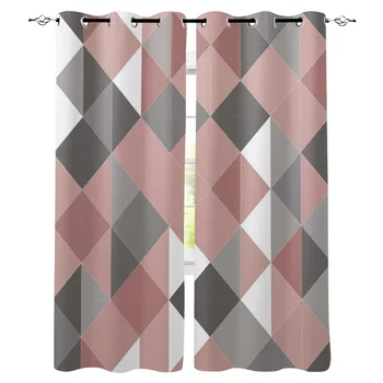 

Multi-size Triangle Repeat Geometric Art Stitching Pattern Window Curtains Polyester Fabric Living Room Curtain Home Decor