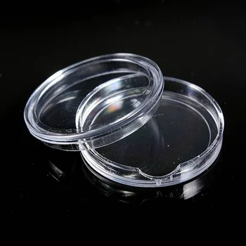 

New 10 pcs Small round transparent plastic coin capsules box 35mm
