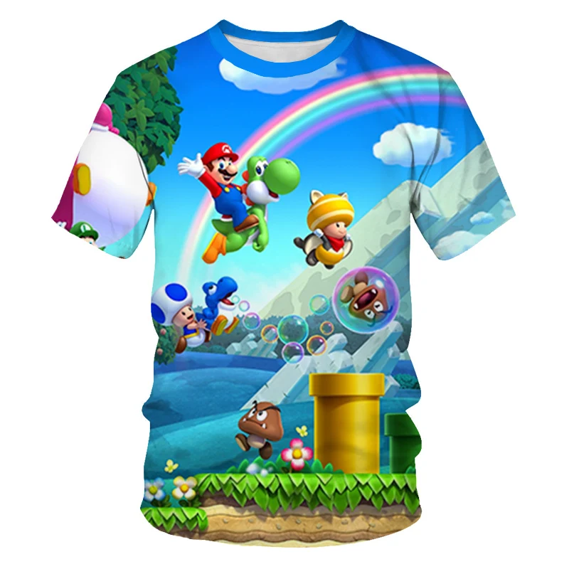 

Cartoon game Mario Bros. 3D print Card love coat T-shirt Mario Odyssey printing men and women fashion Funny shirt Short sleeve
