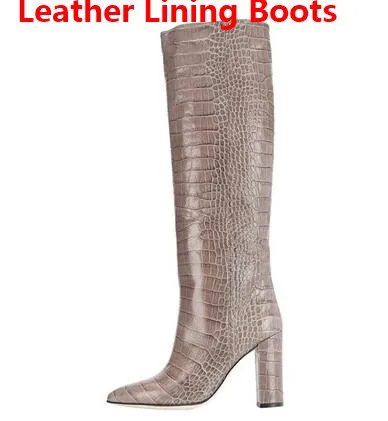 Женские высокие сапоги; кожаные женские сапоги до колена; зимняя женская обувь; большие размеры 35-43; женские ботинки; ботинки «Челси» из крокодиловой кожи - Цвет: as pictures