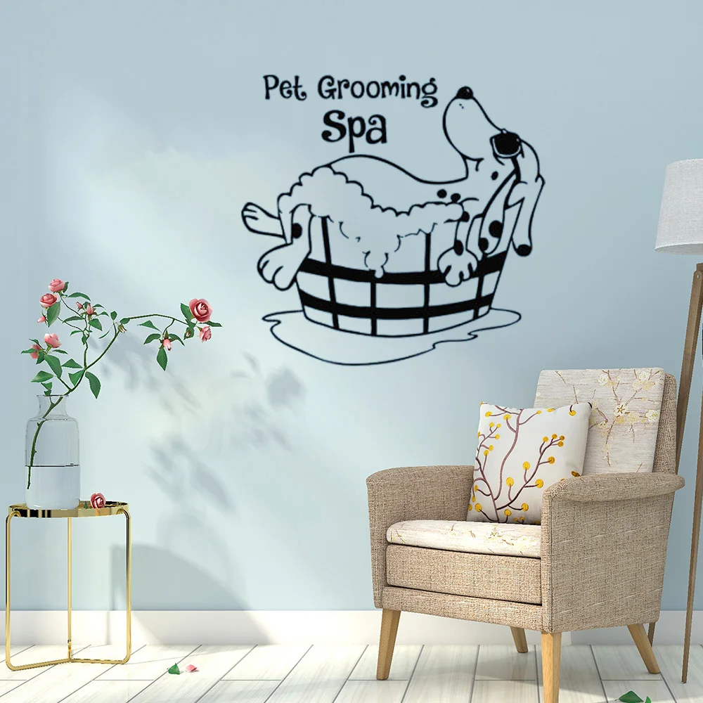 

Dog Tub shower Pet Grooming Wall Decal Dog Grooming Salon Decals Bedroom Home Decor Removable Vinyl Art Wall Stickers Decor