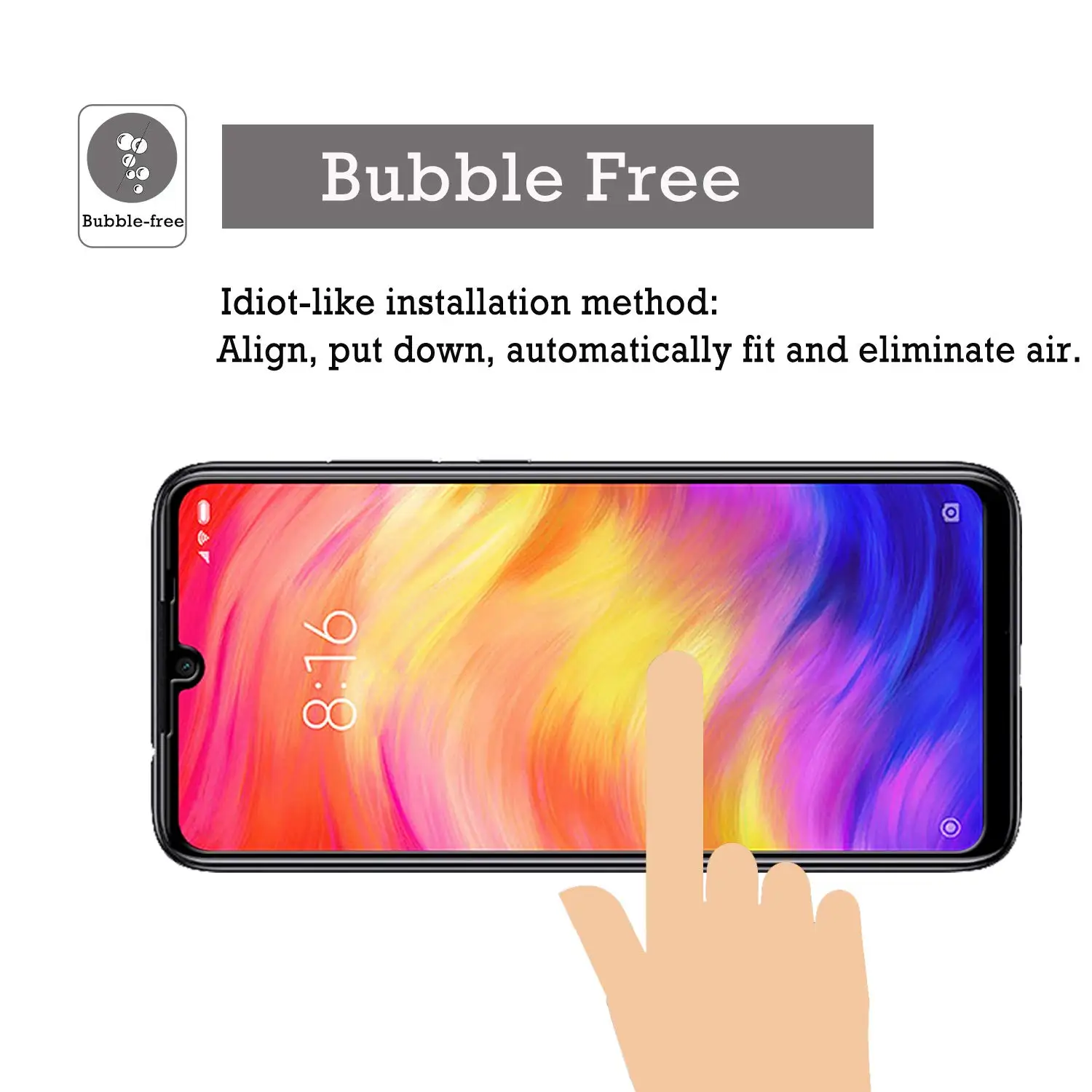 Черная защитная пленка на весь экран для Xiaomi Redmi Note 8 Pro из закаленного стекла 7