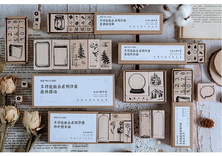 1set Vintage plant digital collocation stamp DIY wooden rubber stamps for scrapbooking stationery scrapbooking standard stamp