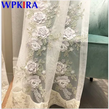 

3D Flower Tulle Curtain For Living Room European Window Screen Bedroom Romatic Voile Sheer Curtain High End Home Decora X-ZH400