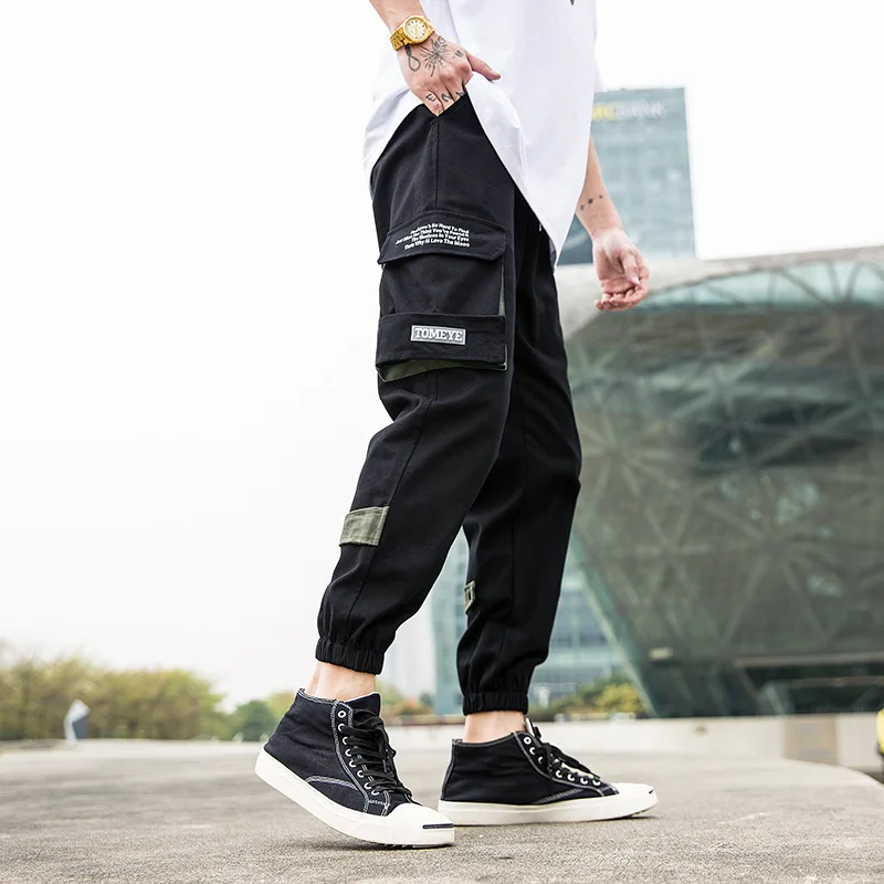 Men's Side Pockets Harem Pants Hip Hop Casual Design Patchwork Male Joggers Trousers Fashion Streetwear Pant
