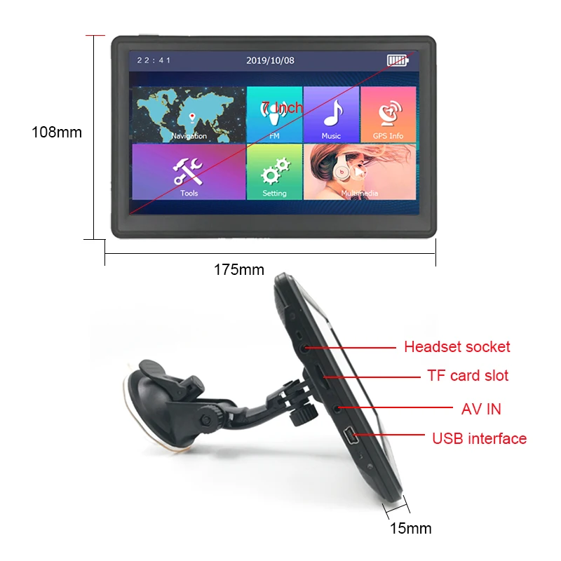 Автомобильный GPS навигатор Anfilite 7 дюймов 8 г 256 м FM Bluetooth 2019|navigation screen|navigation system with dvd